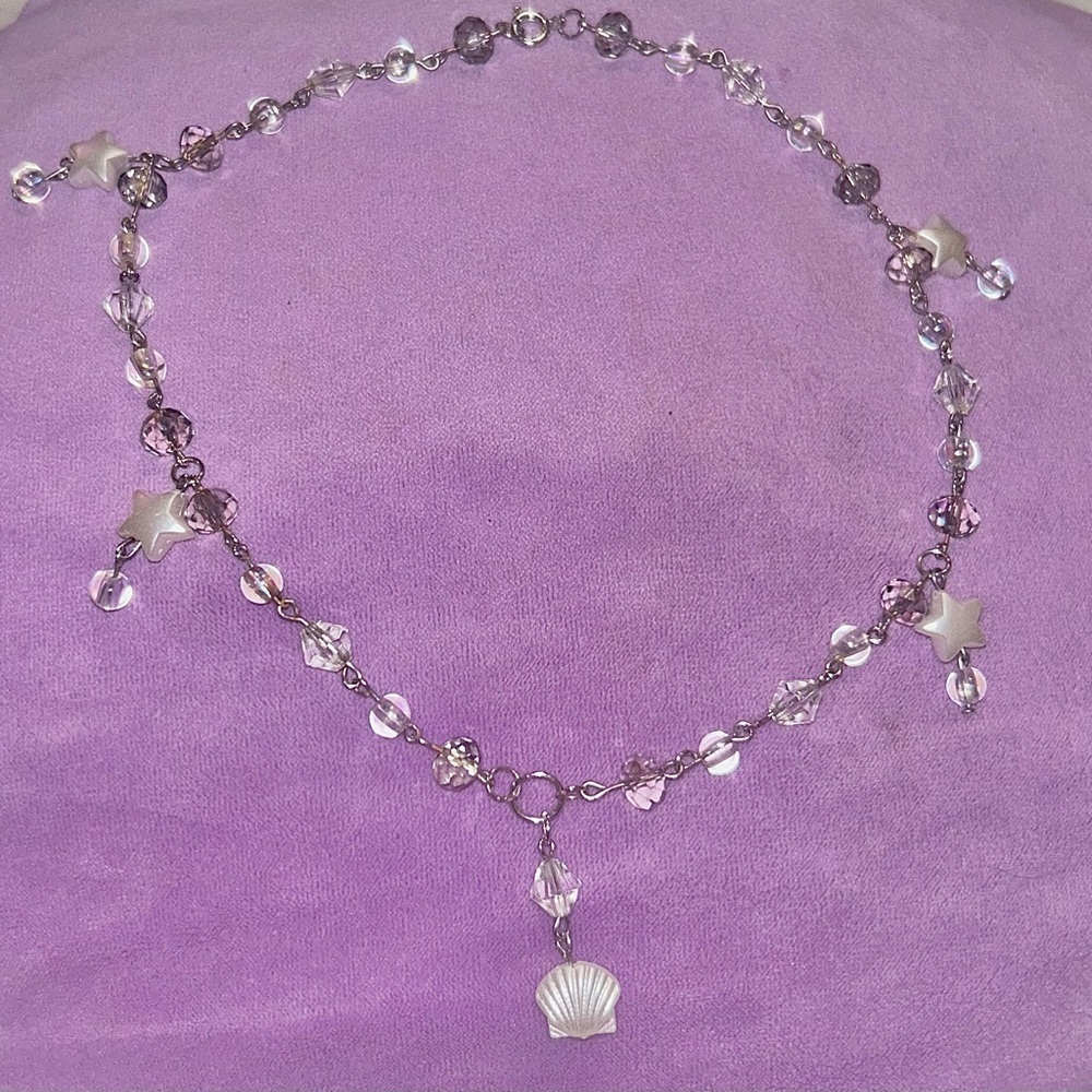 Seashell & Star dangly charm sparkly beaded necklace choker